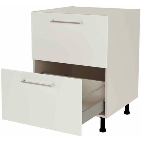Mueble de cocina bajo cacerolero en gris cream y blanco mate. 85 cm(alto)60  cm(