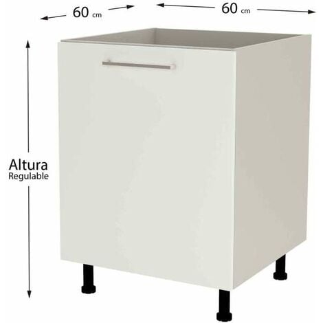Mueble de cocina bajo para fregadero en gris cream y blanco mate. 85  cm(alto)60