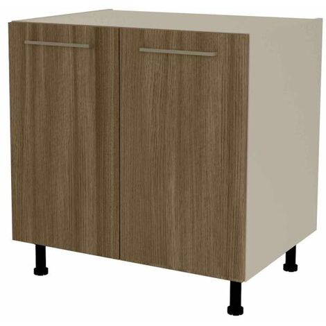 Mueble de cocina bajo con 2 puertas en gris cream y nogal noceto. 85 cm(alto)80 cm(ancho)60 cm(largo) Color Nogal noceto