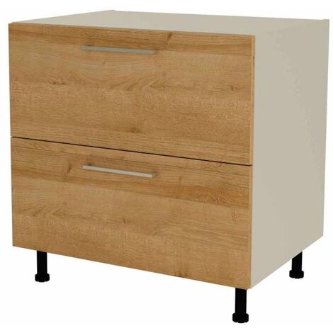 Mueble de cocina bajo cacerolero en gris cream y roble vega. 85 cm(alto)80 cm(ancho)60 cm(largo)
