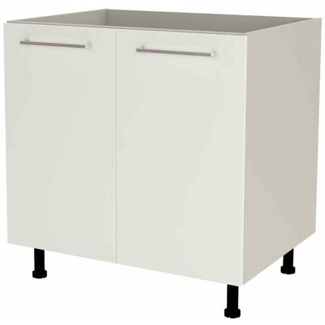 Mueble de cocina bajo para fregadero en gris cream y blanco mate. 85  cm(alto)60 cm(ancho)6