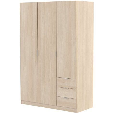 Armario 3 puertas abatibles 3 cajones acabado roble. 180cm(alto). 121cm(ancho). 52cm(fondo).