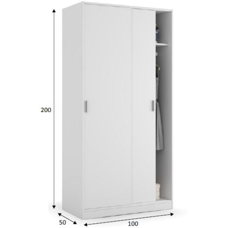 Armario ropero puertas correderas blanco. 200cm(alto). 100cm(ancho). 50cm(fondo).
