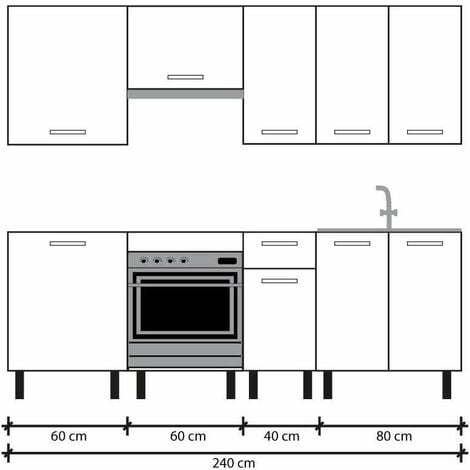 Cocina completa con zocalo y encimera 240 cm(ancho) color blanco KIT-KIT