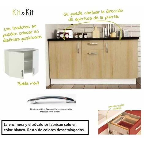 Cocina completa con zocalo y encimera 240 cm(ancho) color blanco KIT-KIT