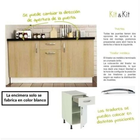 Cocina Completa 3 Metros(ancho) Color Roble Kit-kit , Opción - Sin Zócalo Y  Sin Encimera con Ofertas en Carrefour