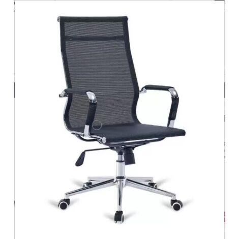 Silla de oficina Niza alta con malla, altura regulable acabado en negro. 54cm(ancho ) 101/108cm(altura) 108cm(fondo) (1/2)