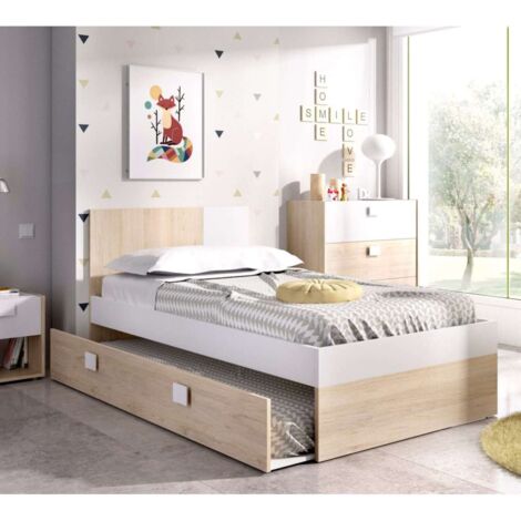 Cama nido con cajón de arrastre Santisteban 90 cm para dormitorio juvenil 79 cm(alto)97 cm(ancho)196 cm(largo)