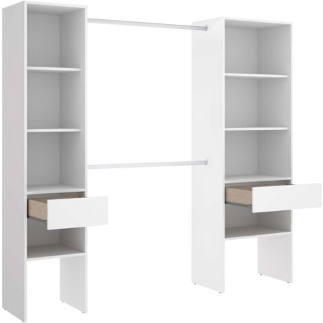 Vestidor Siles para dormitorio con baldas y dos cajones acabado blanco 185 cm(alto)200 cm(ancho)50 cm(fondo)
