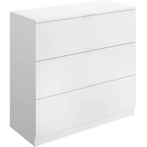 Cómoda 3 cajones acabado blanco, 82.5cm(alto) 82cm(ancho) 39cm(largo)