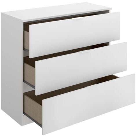 Cómoda 3 cajones acabado blanco, 82.5cm(alto) 82cm(ancho) 39cm(largo)