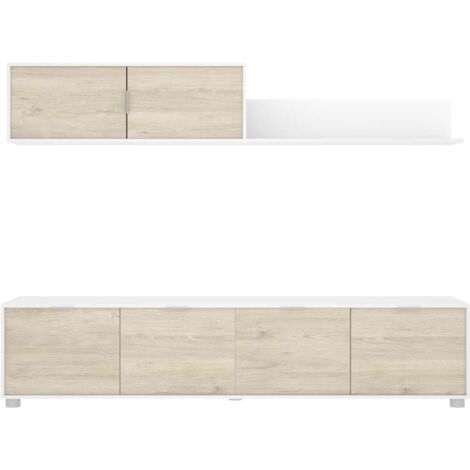 Conjunto de muebles de salón Lucena-2 en blanco/natural. (1/4)