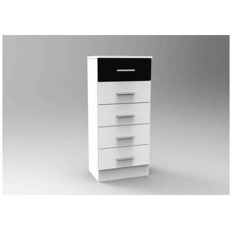 Sinfonier 5 cajones Oviedo acabado en blanco-negro, 46cm(Ancho) 33cm(Fondo) 108cm(Alto