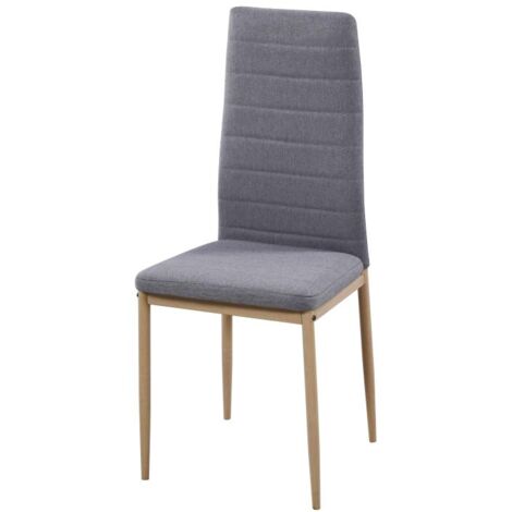 Pack de 4 sillas Md-Galera tapizadas en tejido PU gris, 93cm(alto) 43cm(ancho) 42.5cm(largo) (1/5)