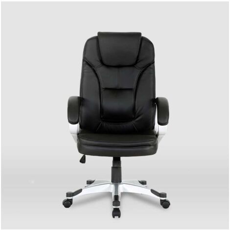 Silla de oficina Elisabeth en piel sintética negra. Alto: 115.5/125.5cm Ancho: 64.5cm Fondo: 70.5cm. (1/4)