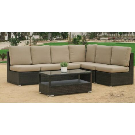 Mesa centro para terraza jardín Arizona medula sintética marrón.
