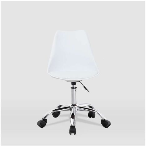 Silla de oficina Adriana acabado blanco. Alto: 85.5-100.5cm Ancho: 47.5cm Fondo: 54.5cm. (1/3)