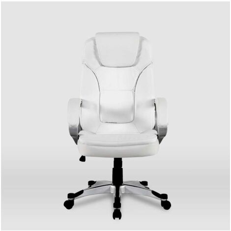 Silla de oficina Elisabeth en piel sintética blanca. Alto: 115.5/125.5cm Ancho: 64.5cm Fondo: 70.5cm. (1/5)