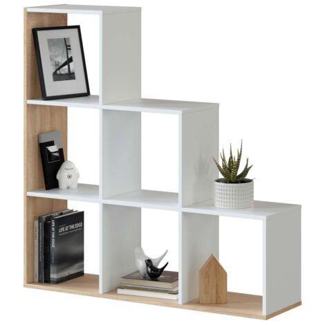Estanteria baja Cantora en blanco artik y roble canadian, 110cm(alto) 108cm(ancho) 28cm(fondo) .