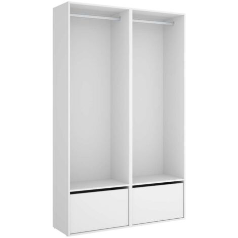 Vestidor Reus 2 zapateros, trasera reversible en blanco/natural, 205cm(alto) 120cm(ancho) 45cm(fondo)