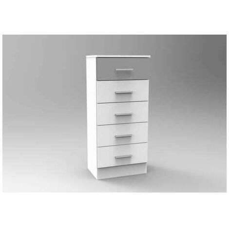 Sinfonier 5 cajones Oviedo acabado en blanco-plata, 46cm(Ancho) 33cm(Fondo) 108cm(Alto