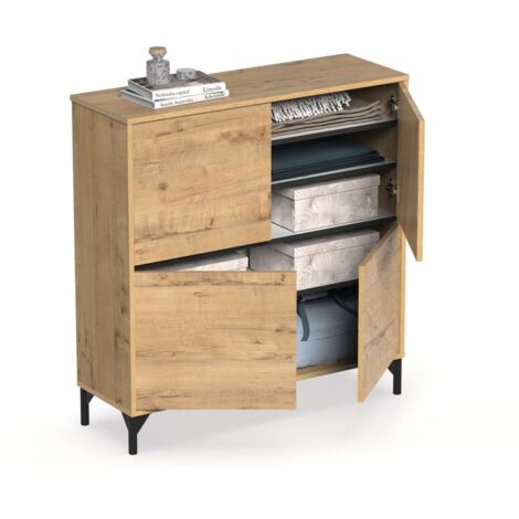 Zapatero 4 puertas Tokio en roble gold. 101cm(ancho) 96.5cm(altura) 33cm(fondo)