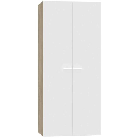 Armario ropero 2 puertas abatibles Tibet acabado roble cambrian/blanco, 79 cm(ancho) 180 cm(altura) 52 cm(fondo)