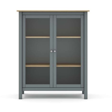 Mueble vitrina para comedor modelo Miguel 2 puertas acabado verde kaki/roble, 40cm(fondo) 110cm(alto) 90cm (ancho). (1/3)