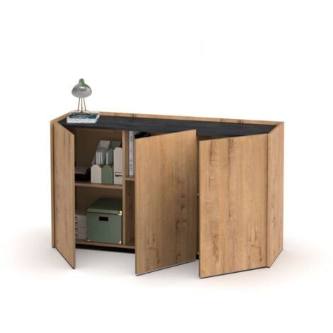 Aparador 3 puertas Irati acabado color roble gold, 80cm(alto) 140cm(ancho) 40cm(largo)