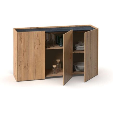 Aparador 3 puertas Irati acabado color roble gold, 80cm(alto) 140cm(ancho) 40cm(largo)