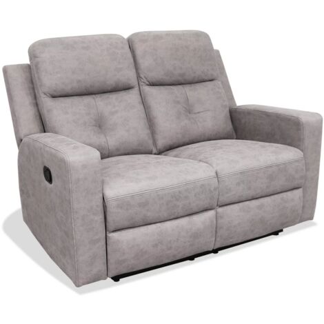 Sofá dos plazas relax con palanca Nadal tapizado textil cemento, 136cm(Ancho) 90cm(Fondo) 102cm(Alto) (1/3)