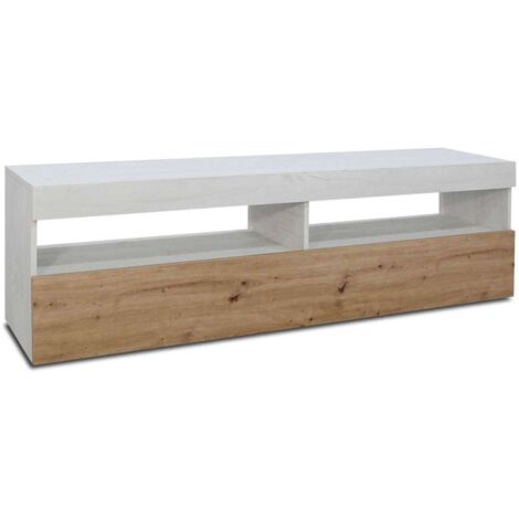 Mueble televisión Alonso acabado polar-artisan, 50cm(alto) 200cm(ancho) 40cm(largo) (1/2)