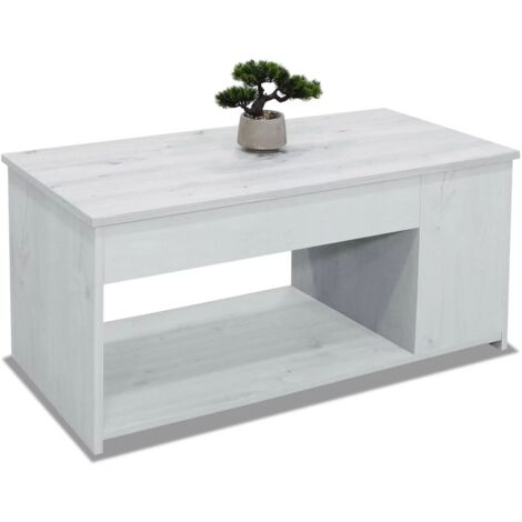 Mesa centro elevable acabado blanco polar, 46cm(alto) 102cm(ancho) 55cm(largo) (1/2)