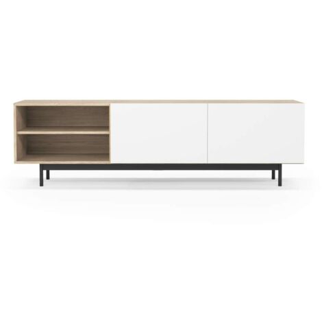 Mueble bajo televisión Md-608-1 en color roble/blanco, 52cm(alto) 180cm(ancho) 43cm(largo) (1/4)