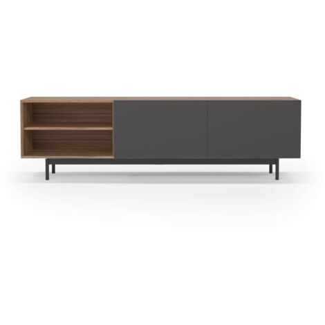 Mueble bajo televisión Md-608-1 en color nogal/grafito, 52cm(alto) 180cm(ancho) 43cm(largo) (1/4)