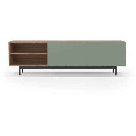 Mueble bajo televisión Md-608-1 en color nogal/verde, 52cm(alto) 180cm(ancho) 43cm(largo) (1/4)