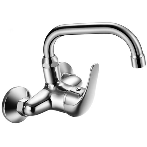 Grifo Monomando Fregadero Pared Caño Corto Sonia-11 cromo. 16cm(alto) 21,5cm(largo).