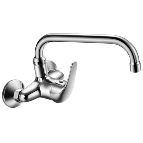 Grifo Monomando Fregadero Pared Caño normal Sonia-15 cromo. 16cm(alto) 30cm(largo).