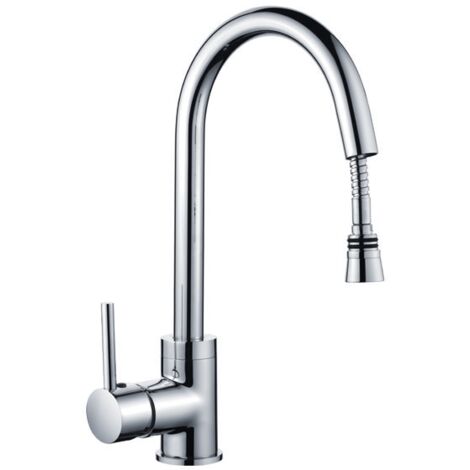 Grifo Monomando Fregadero Extraible Curvo Gala cromo. 38.2cm(alto) 17.3cm(largo).