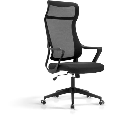 HISPANOHOGAR, silla de oficina con ruedas y altura regulable, modelo Remi, en tela negro