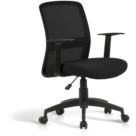 HISPANOHOGAR, silla de estudio con ruedas y altura regulable, modelo Devon, en tela negra (1/5)