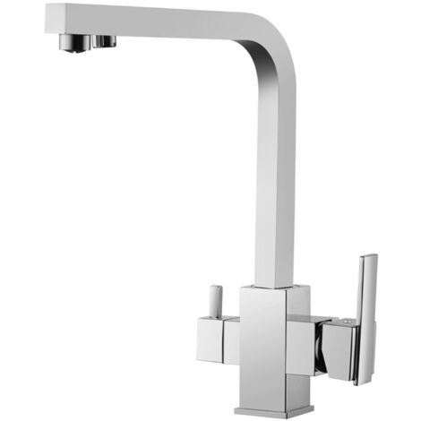Grifo Monomando Fregadero Osmosis 3 Vías Cuadrado Blanco, 32cm(alto) 21cm(largo).