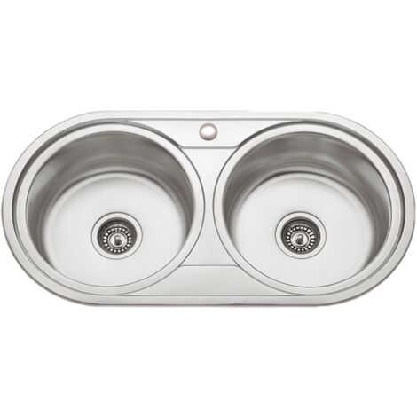 Fregadero de 2 senos en inox con orificio grifo Chipre 19 cm(alto)90 cm(ancho)47 cm(largo)