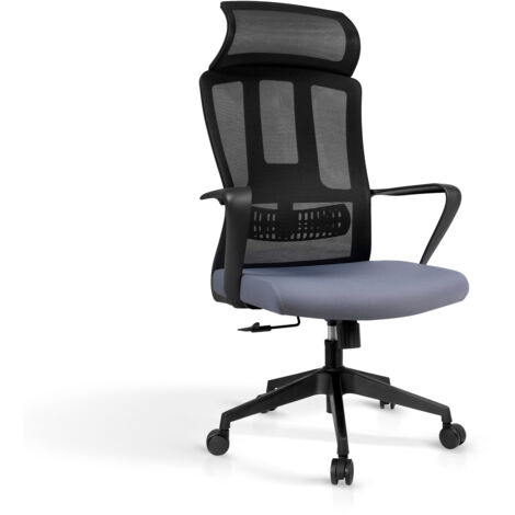 Silla despacho giratoria elevable con reposacabezas acabado negro/gris, 63cm(ancho) 118/128cm(altura) 66cm(fondo) (1/5)
