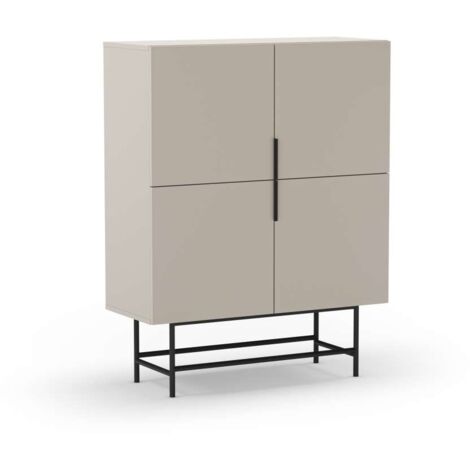 Mueble auxiliar 4 puertas abatibles – Acabado crema y negro – Medidas 128x100x40 cm – Ideal para recibidores y pasillos – Mkric (1/4)