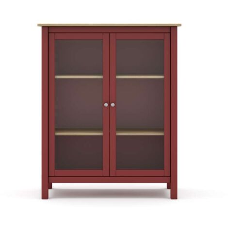 Mueble vitrina para comedor modelo Miguel 2 puertas acabado burdeos/roble, 40cm(fondo) 110cm(alto) 90cm (ancho). (1/5)
