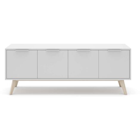 Mueble para televisión 4 puertas Campos acabado blanco/blanco cera 53cm(alto) 140cm(ancho) 40cm(largo). (1/5)