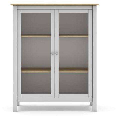 Mueble vitrina para comedor modelo Miguel 2 puertas acabado blanco/roble, 40cm(fondo) 110cm(alto) 90cm (ancho).