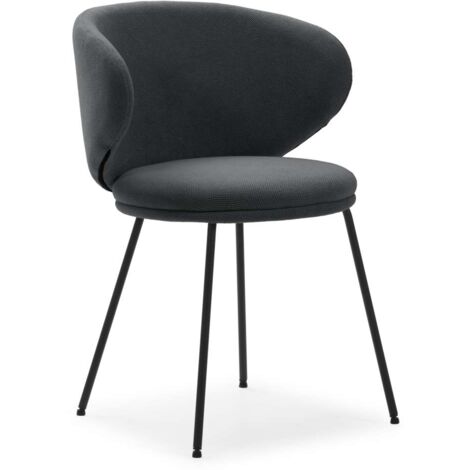 Pack de 2 sillas modelo Rebeca tapizado textil gris oscuro, 77.5cm(alto) 58cm(ancho) 59.5cm(largo) (1/5)