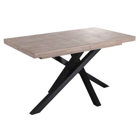 Mesa de comedor extensible Xena acabado roble honey/negro, 76cm(alto) 140-180-220cm(ancho) 90cm(fondoo)